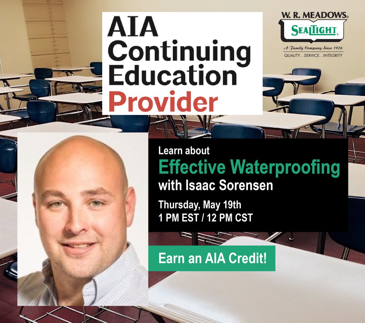 wrmeadows's tweet photo. Isaac Sorensen is giving an AIA presentation on effective waterproofing. The event is May 19th at 1 PM (CST). If you want to learn more about the event, or register, click here: https://t.co/ZDjUL8O98e
#AIA #architect #construction #specwriter #division7 #concrete #waterproofing https://t.co/Uu4ZrJasUP