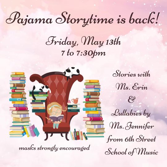 SixthStMusic's tweet photo. Come join us for PJ Storytime at the Frugal Frigate tomorrow evening at 7:00p!

We are looking forward to sharing our favorite bedtime stories and harp lullabies. 

✨Please note: masks are strongly encouraged. Thank you!

We hope to see you! https://t.co/Rvqxv8eGun