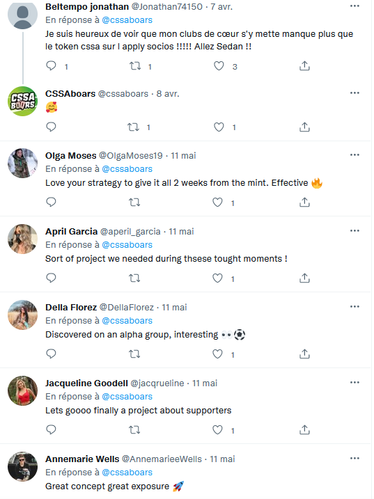 AllezSedan's tweet photo. Les crypto-supporters, ça n'existe pas et c'est pour ça que @cssaboars achète des likes et des followers. Selon les messages, 0 like ou plusieurs centaines et un post du 7 avril attire soudainement des dizaines de messages, tous le 11 mai. https://t.co/YGX2WuzdS1 https://t.co/I9uBVwuFI3