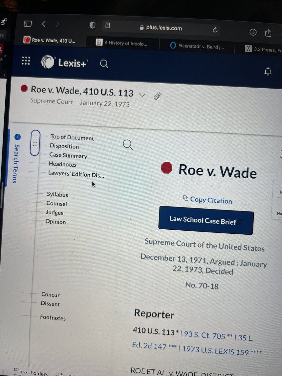 _adrxante's tweet image. Roe has a red stop sign on Lexis. For my law &amp;amp; Shepardizing people, yall know this hits different 😭
