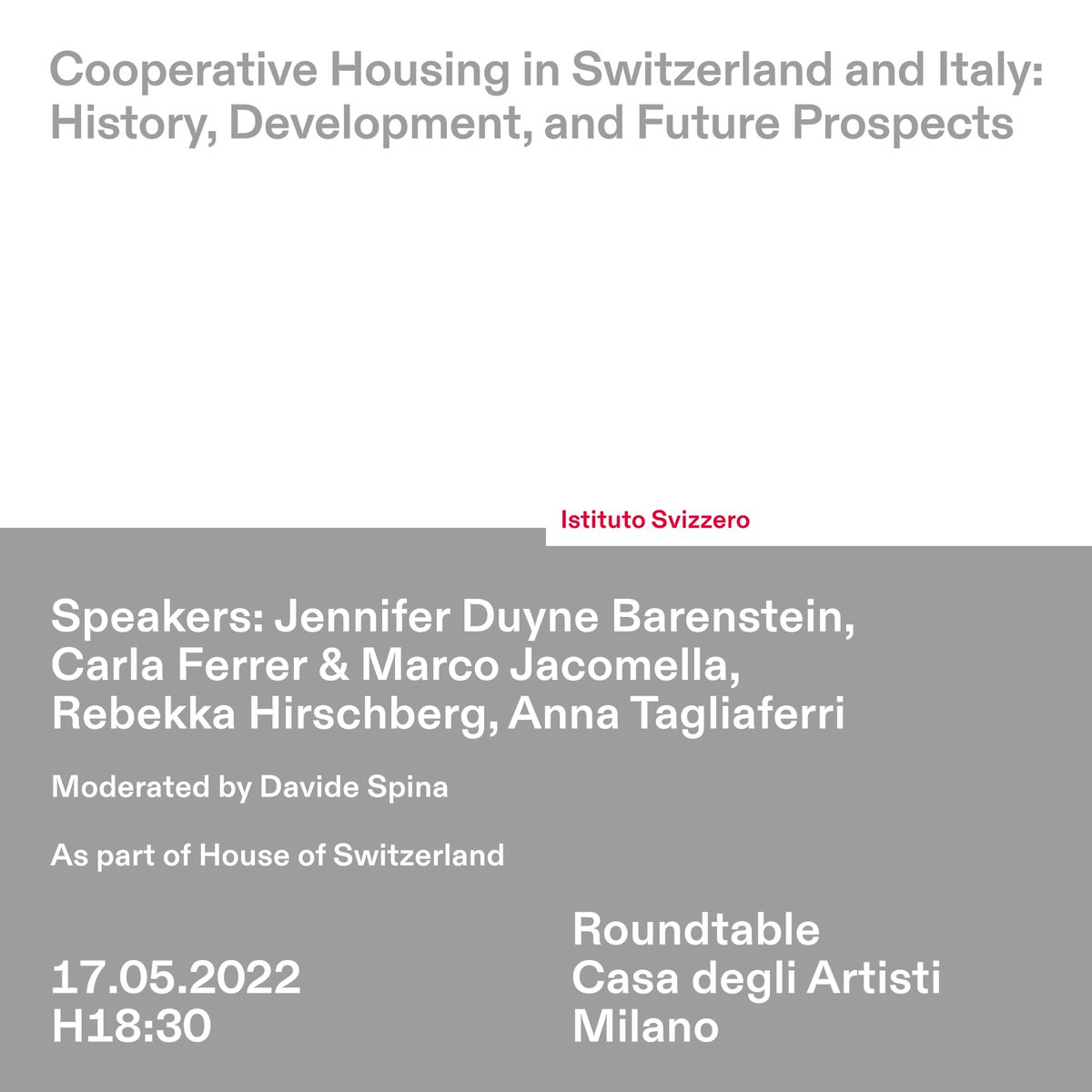 Next week in Milan: a roundtable on the cooperative housing estates with: #JenniferDuyneBarenstein (<a href="/ethwohnforum/">ETH Wohnforum – ETH CASE</a>), <a href="/tttcarla/">Carla Ferrer</a> &amp; #MarcoJacomella (ITER), Anna Tagliaferri (<a href="/polimi/">Politecnico di Milano</a>), <a href="/rebekkster/">Rebekka Hirschberg</a> (Wohnlabor, Wien). Moderated by #DavideSpina.
Register here: bit.ly/39eZR9c