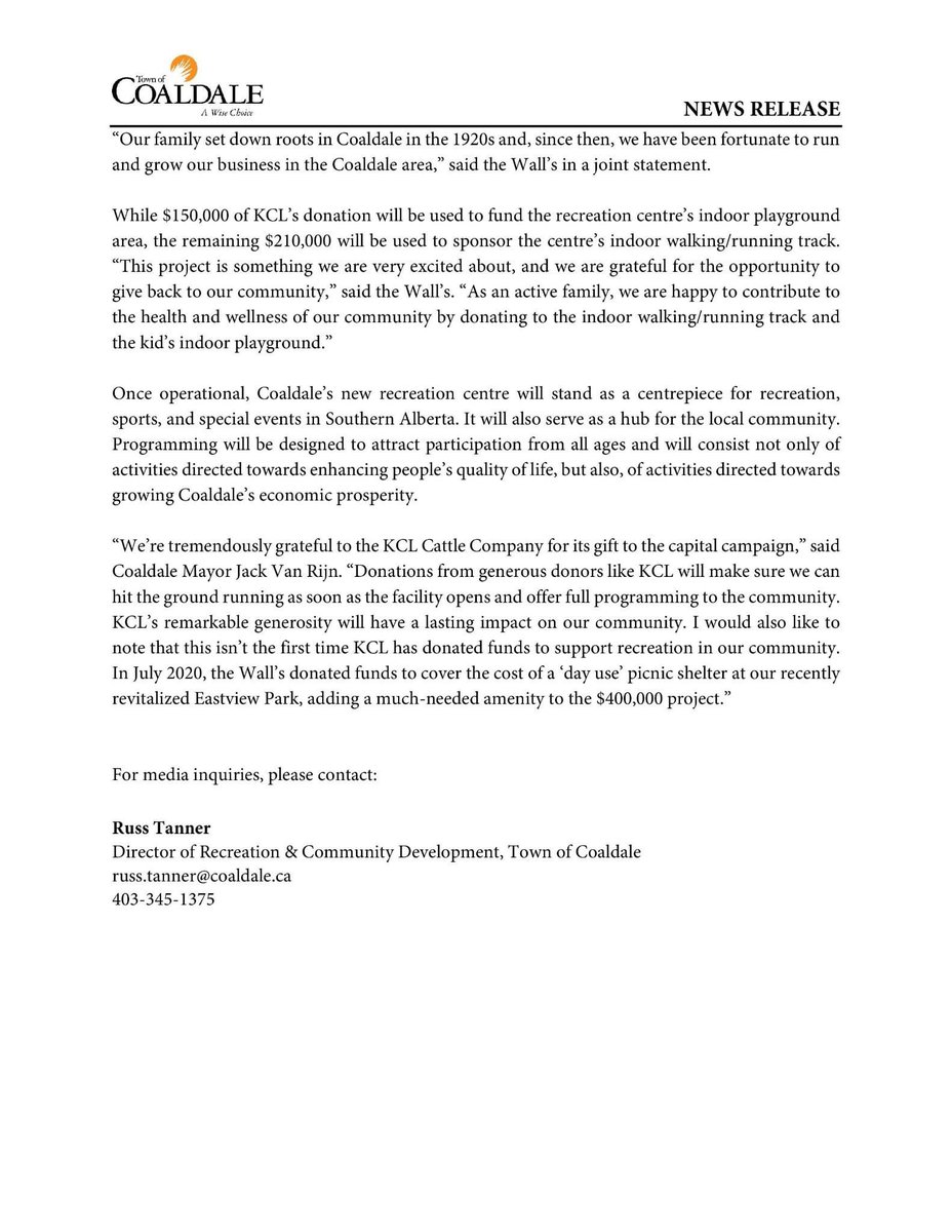Jack Van Rijn - Mayor, Town of Coaldale (@jackincoaldale) on Twitter photo Thank you to the Les & Lisa Wall Family for their very generous financial support for our new Muti-Use Recreation Centre.
<a href="/jackincoaldale/">Jack Van Rijn - Mayor, Town of Coaldale</a> <a href="/coaldaleab/">Town of Coaldale</a> #coaldaleab <a href="/JacenAbrey1/">Naatoyomahksikimi (Holy Lake)</a> @dale_pickering_for_council @jacen_abrey_tofc_council @lisa_reis_tofc_council <a href="/billchapman19/">Bill Chapman - Deputy Mayor Town of Coaldale</a> <a href="/jrbeekman/">Jason Beekman</a> Thank you to the Les & Lisa Wall Family for their very generous financial support for our new Muti-Use Recreation Centre.
<a href="/jackincoaldale/">Jack Van Rijn - Mayor, Town of Coaldale</a> <a href="/coaldaleab/">Town of Coaldale</a> #coaldaleab <a href="/JacenAbrey1/">Naatoyomahksikimi (Holy Lake)</a> @dale_pickering_for_council @jacen_abrey_tofc_council @lisa_reis_tofc_council <a href="/billchapman19/">Bill Chapman - Deputy Mayor Town of Coaldale</a> <a href="/jrbeekman/">Jason Beekman</a>