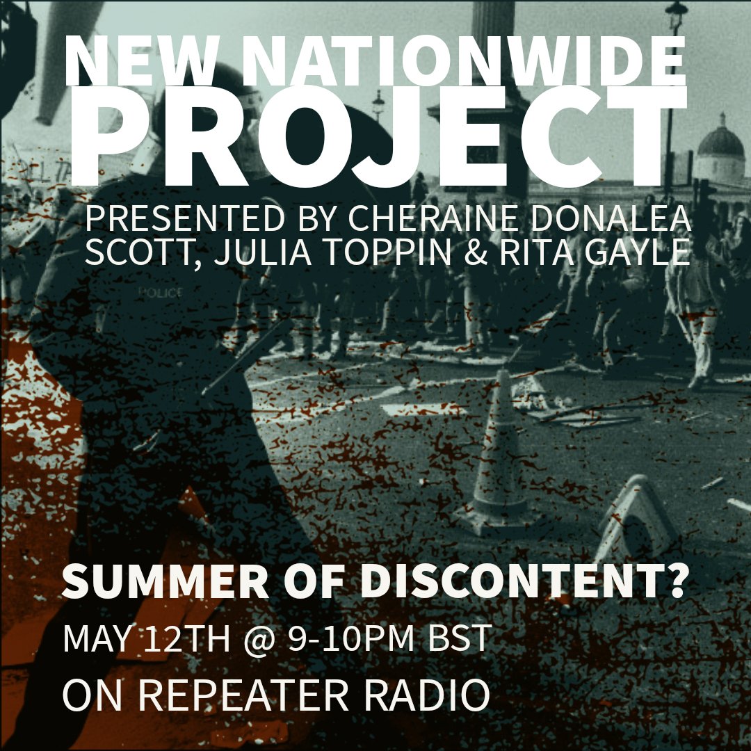 🚨 Brand <a href="/new_nationwide/">The New Nationwide Project</a> today!
🕘 21.00 BST / 16.00 EST.
📃 Summer of Discontent?
🎙️ Join hosts, <a href="/Goldielocs16/">Cheraine Donalea Scott</a>, <a href="/Miss_Toppin/">Julia Thee Junglist Historian</a> and <a href="/rita_gayle/">Rita Gayle</a> live 📻 <a href="/Repeater_Radio/">Repeater Radio</a> who discuss the #LocalElections2022 and #CostOfLivingCrisis. repeater-radio.com