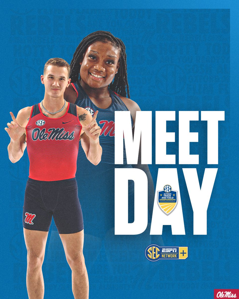 SEC Outdoor Championships Day 1 - Home Sweet Home 🏡 

🏟️ Ole Miss Track &amp; Field Complex
📍 Oxford, Miss.
🖥️ SEC Network +
💻 rebs.us/3yxEeLS
📈 rebs.us/3M8okf1