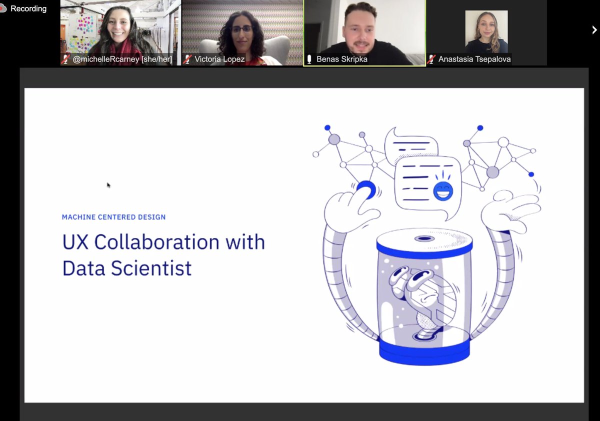 mluxmeetup's tweet photo. We're thrilled to host Benas and Victoria from @ExpediaGroupEng on "Machine Centered Design"! Just getting started on how #Datascience teams collaborate with #UX teams in recommendations and personalization....! #mlux https://t.co/bW7FRLKyrw