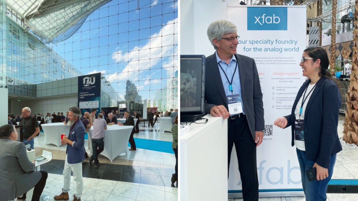 XFAB_FOUNDRY's tweet photo. We were happy to join today’s U2U conference by Siemens EDA (Siemens Digital Industries Software) in Munich, Germany. It was great to network with people face-to-face again. 
#icdesign #User2User #firsttimeright https://t.co/PEQCckappf