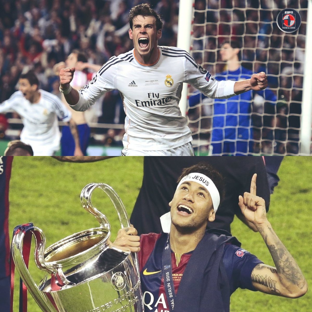 ESPN_FDJ's tweet photo. 👀 ¿Quién fue mejor futbolista en su versión TOP?

🔃 RT: Neymar. 
❤️ MG: Gareth Bale. https://t.co/jaUHcI5Idx