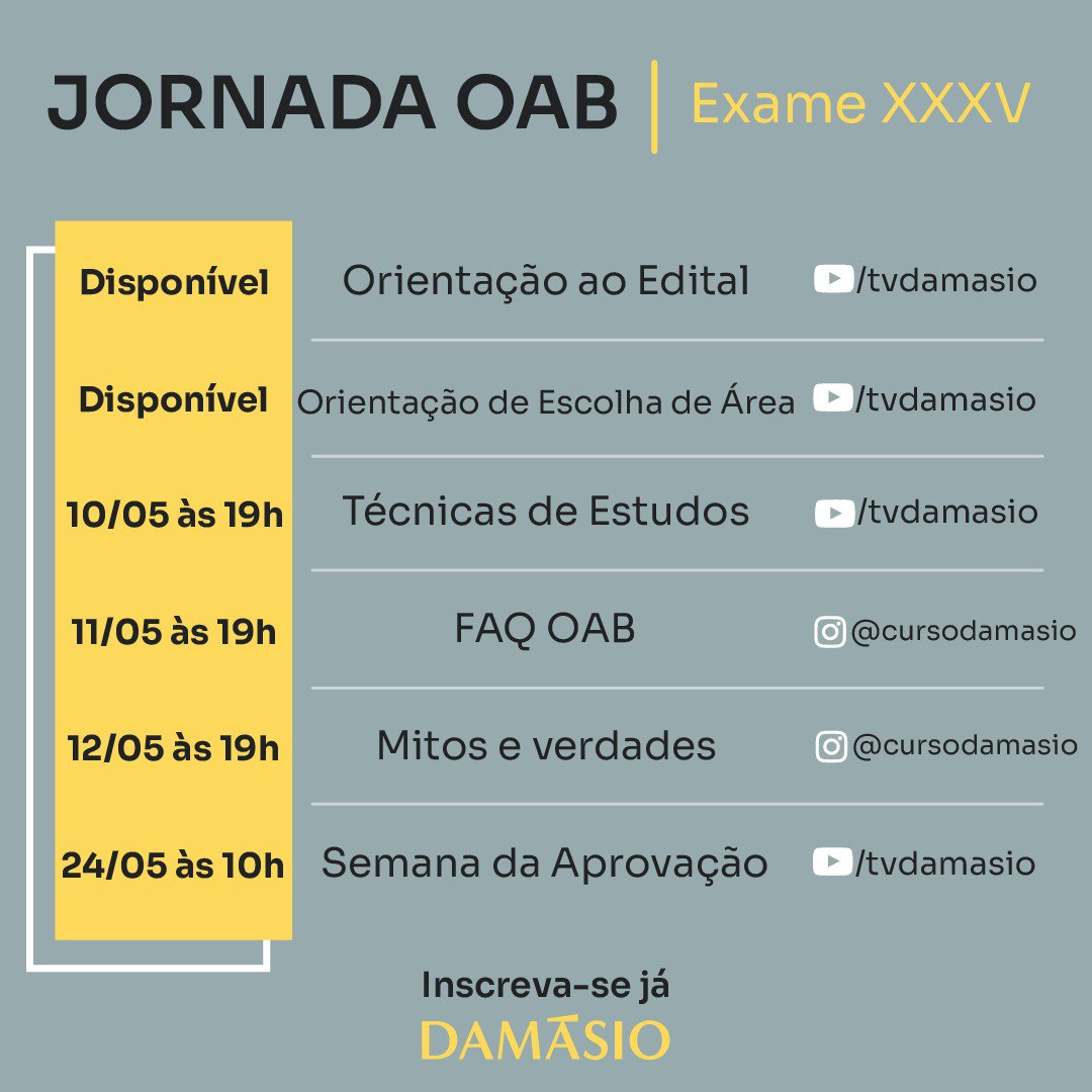 ⛔️ Jornada OAB - Exame XXXV ⛔ Fique ligado em todos os eventos e ações ruma a sua aprovação na OAB! ⬇