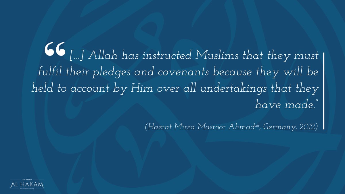 AlHakamWeekly's tweet photo. Muslims must fulfil their covenants and pledges. 
#MuslimLeadership https://t.co/uFanXGFdj6