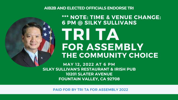 asianib2b's tweet photo. Press Advisory: TODAY - Multicultural Community Leaders Endorse Tri Ta in Fountain Valley - https://t.co/7rHpC1cD2C https://t.co/kexKr2eHTn