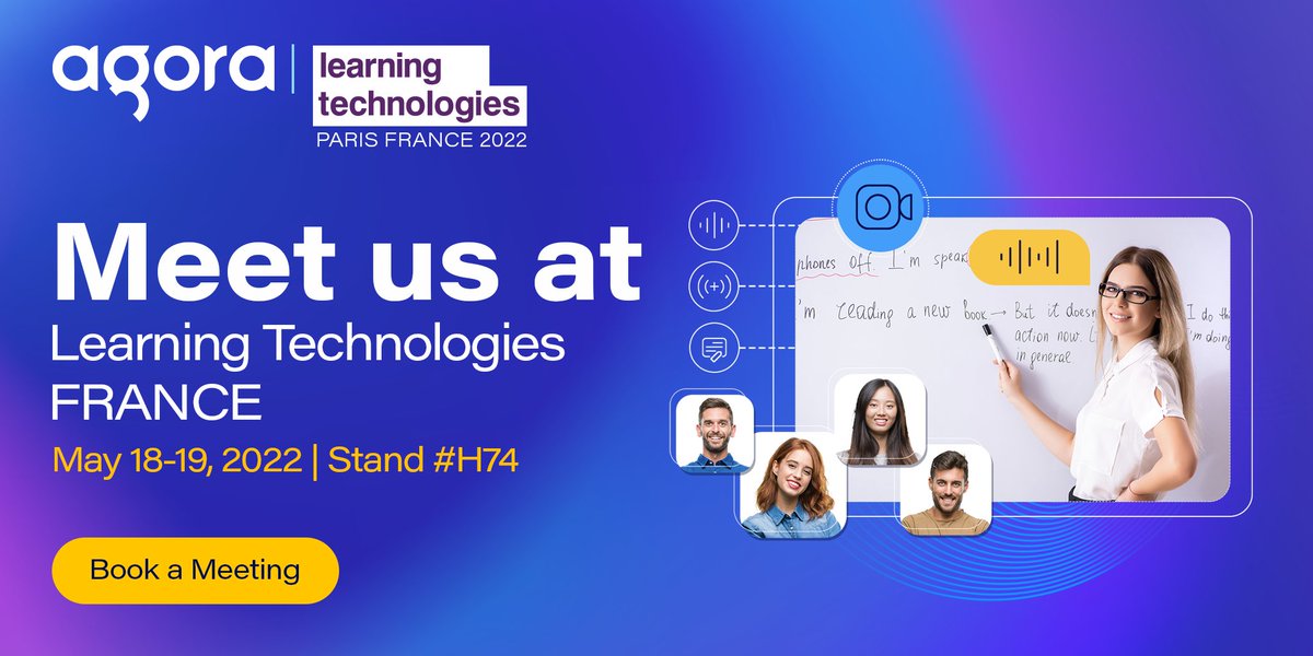 AgoraIO's tweet photo. Hello #France, Agora is coming to @LearnTechFR on May 18-19! 🤩 

Visit our stand #H74 to learn more about our highly-customizable education solutions and watch real-time demos from @moodle, MeritOwl, the Agora #lowcode Flexible Classroom. 👇

https://t.co/RBfg4yr2RS https://t.co/m7Z7ct2N8C