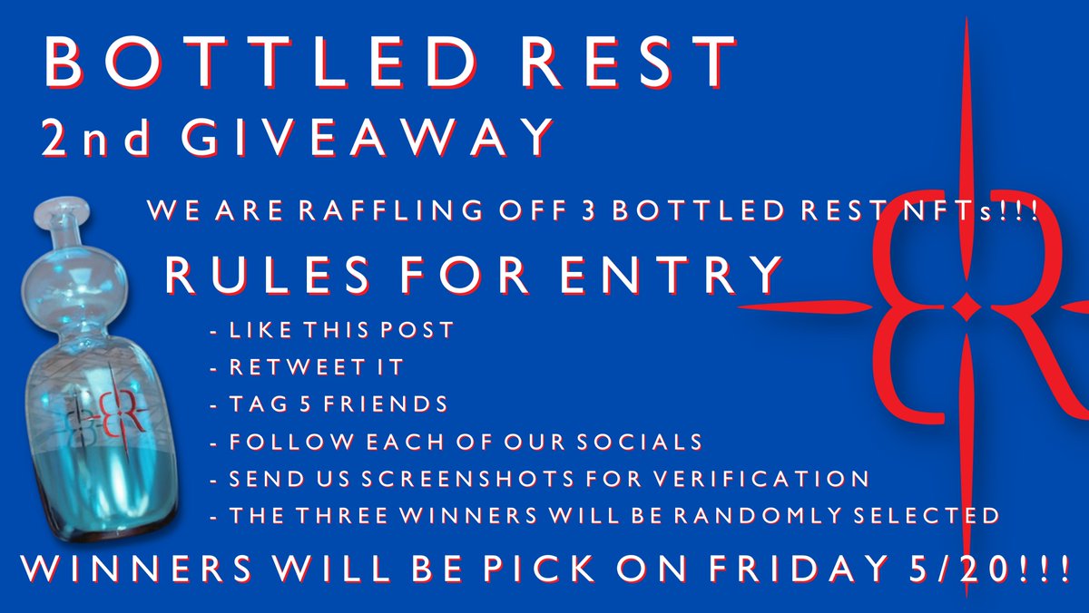 BottledRest's tweet photo. We are kicking off our second Bottled Rest NFT giveaway!!!!!!! The winners will be picked on Friday 5/20!!! The Bottled Rest NFT allows you to have your own Giant Marble Race Course!!! You collect 40% of the net profits!!!!!! #NFT #NFTGiveaways #CryptoGiveaways #RESTLESS #Polygon https://t.co/1xWToA3q94