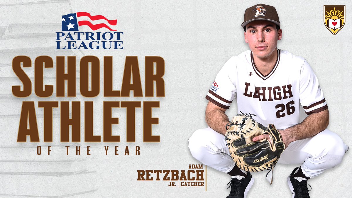 LehighSports's tweet photo. Adam Retzbach is the first #PatriotBaseball Scholar-Athlete of the Year in @LehighBaseball history! 📚⚾

A 3.95 GPA in Economics and a First Team All-Patriot League selection earns the junior catcher the tremendous honor. 

🔗: https://t.co/t6oUIkb4yB https://t.co/KcHXsPwpSw