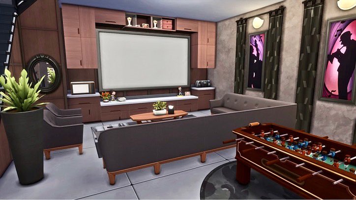 SimsGrown's tweet photo. Gallery ID: SimsGrown 

Here is my entry for the #buildnewcrest challenge. Don’t let the exterior fool you, this home has so much space! 
Packs Used: Get Famous, Get Together, Dream Home Decorator &amp; Cool Kitchen. #simsgrown #ShowUsYourBuilds #sims4 @SimsCreatorsCom @TheSims https://t.co/v9tHKuIJvs