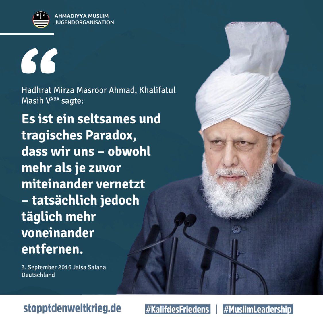 MKABayern's tweet photo. Trotz der guten Vernetzung weltweit entfremden sich die Menschen untereinander, und der soziale- zwischenmenschliche Umgang nimmt ab.
#KalifdesFriedens #MuslimLeadership #StopptDenWeltkrieg 

https://t.co/nNLtvSp7iV https://t.co/wIDWzu3Zrt