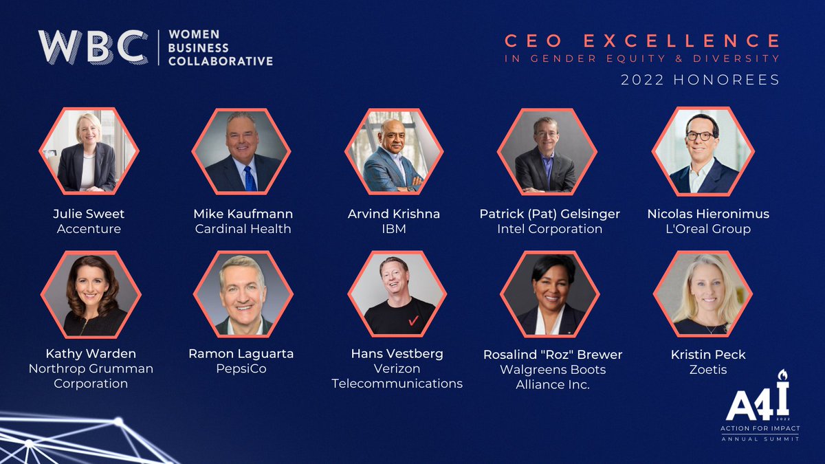 WBCollaborative's tweet photo. The WBC CEO Excellence in Gender Equity and Diversity Award recognizes top officials in major companies. Join us in celebrating our CEOs at our Action for Impact Annual Summit on September 21-22
Use code SOCIAL_WBC and REGISTER TODAY! https://t.co/PbtG3biinw
#ActionForImpact https://t.co/MTxLEuwRIS