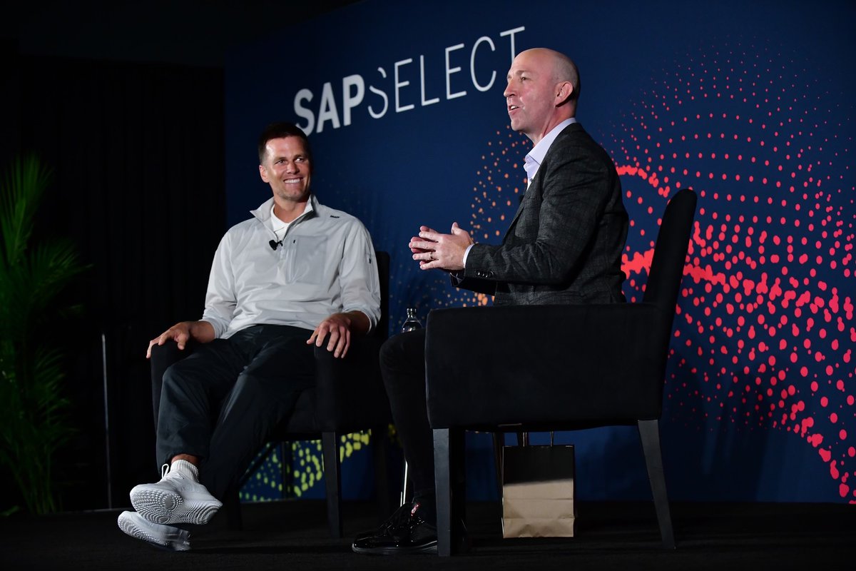 ScottROfficial's tweet image. Truly amazing to share a candid, fun and inspiring chat with the one and only @TomBrady at #SAPSelect. Tom, your leadership is clearly not confined on the football field. 22 years at the top and the ultimate winner in life, yet still hungry for more! #TeamBrady #GOATofbiztech