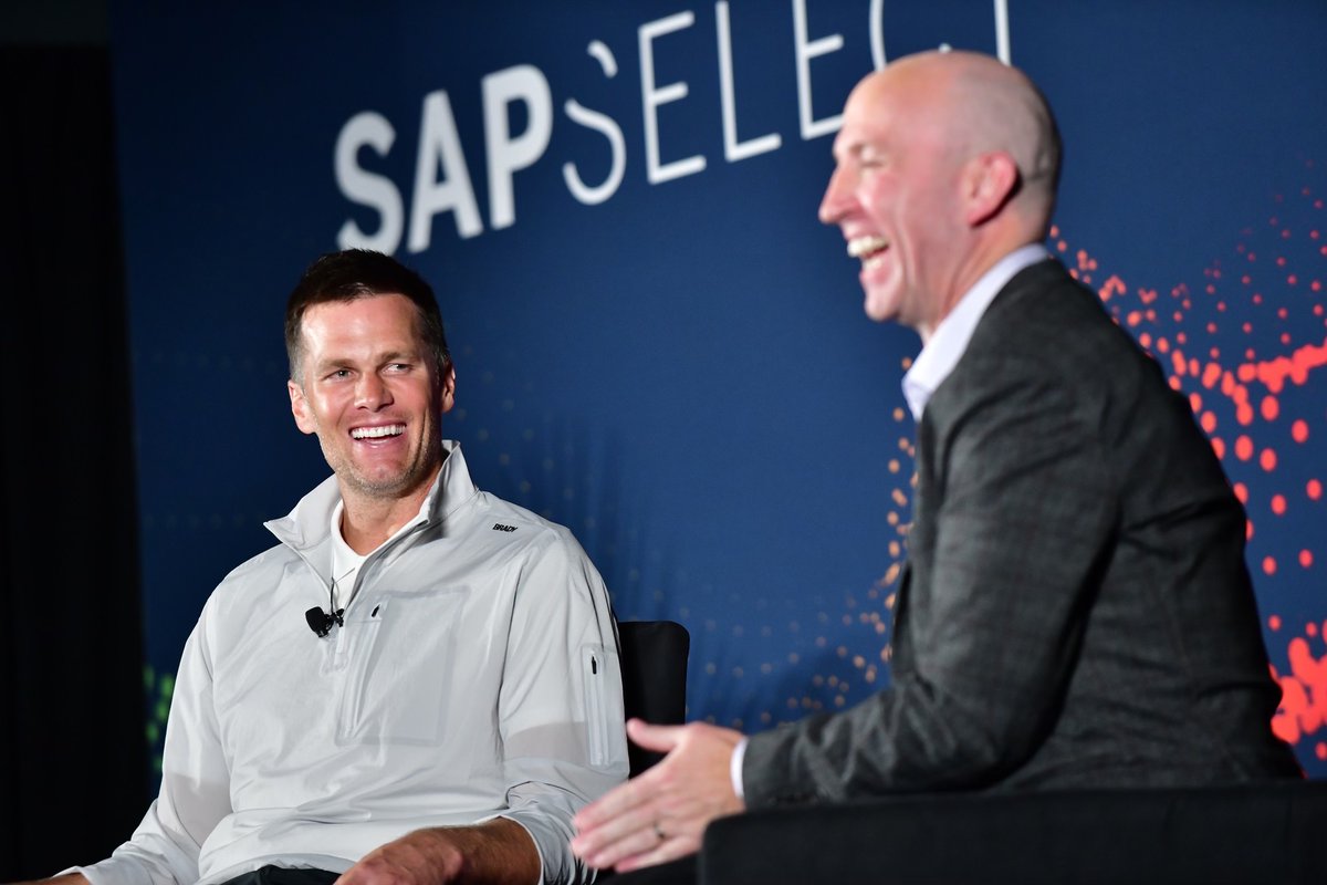ScottROfficial's tweet image. Truly amazing to share a candid, fun and inspiring chat with the one and only @TomBrady at #SAPSelect. Tom, your leadership is clearly not confined on the football field. 22 years at the top and the ultimate winner in life, yet still hungry for more! #TeamBrady #GOATofbiztech