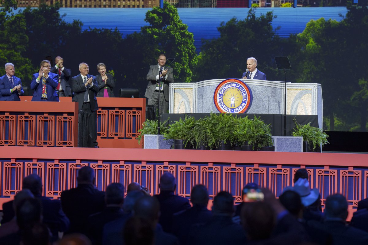 Wall Street didn’t build this country. The middle class built this country – and unions built the middle class. With their help, we’re seeing the strongest job creation in modern times.
 
Thanks for having me yesterday, <a href="/IBEW/">IBEW</a>.