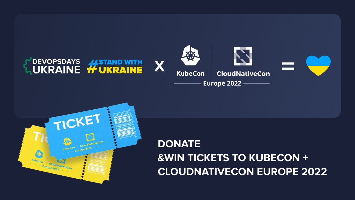 🔥 We’re excited that <a href="/devopsdays_kyiv/">DevOpsDays Kyiv</a> is now a <a href="/KubeCon_/">Kubecon_</a> + #CloudNativeCon Europe co-lo event!

Donate to help DevOpsDays support freedom in Ukraine and you could win a virtual ticket to #KubeCon!

Join us, donate, visit KubeCon, and #StandWithUkraine 🇺🇦
devopsdays.com.ua/donations