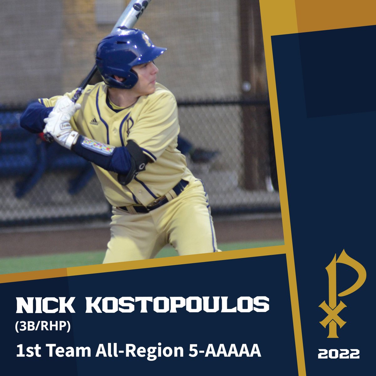 StPiusXBaseball's tweet photo. Congratulations to Nick Kostopoulos '22 on being named All-Region 5-AAAAA. https://t.co/cSYmG6ToJj
