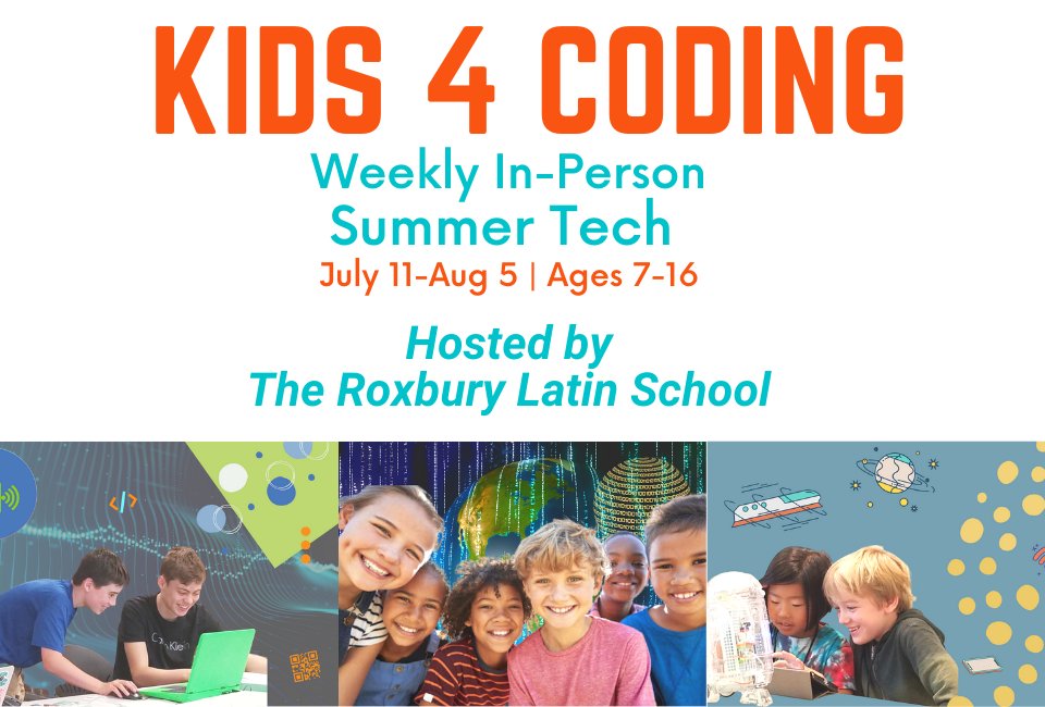 kids4coding's tweet image. RT: Kids 4 Coding is gearing up for our weekly summer tech hosted by the @roxburylatin July 11-Aug 5 ages 7-16. Use code: save50 for any in-person registration
#Buildingbrightfutures #stemreadykids #futuresuccess #Python #JavaScript #Driverlesscars #AI Kids4Coding.com