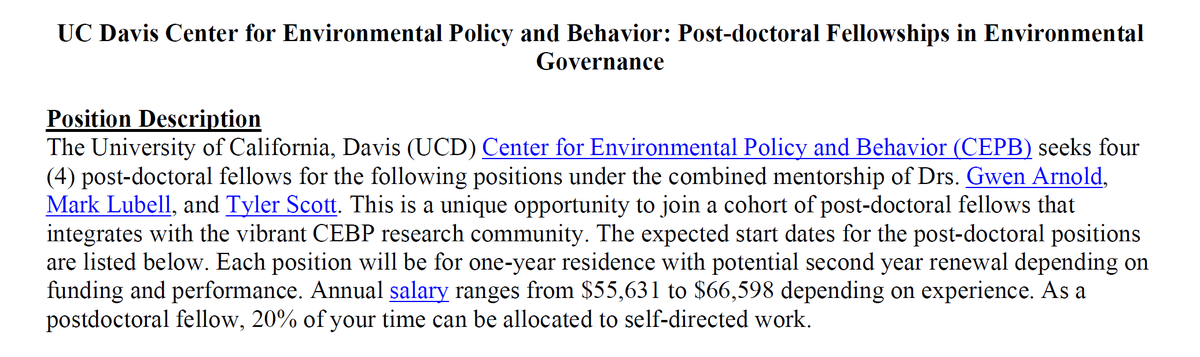 We are looking for a cohort of post-docs! @TylerScottPhD @policyandpups. Link has full description.  CEPB Environmental Governance Post-doctoral Fellows 2022 | Center for Environmental Policy &amp; Behavior disq.us/t/47lugzl