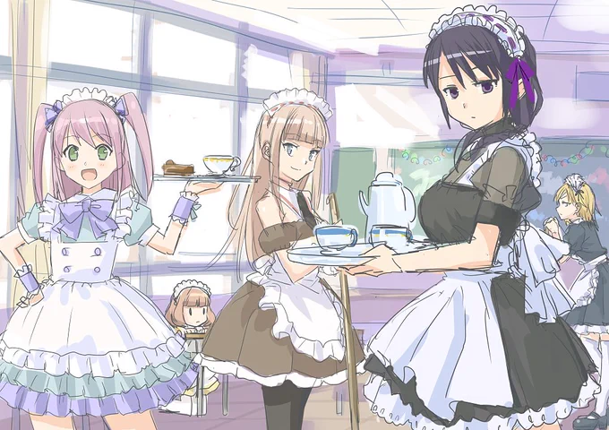 掃除と給仕を一緒にしてるのは、メイド感を出す演出で、掃除のほうはしてるフリ 