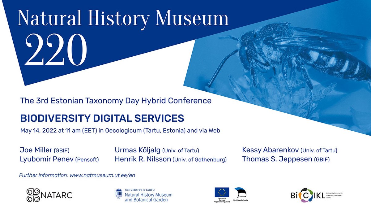 BiCIKL_H2020 (@bicikl_h2020) on Twitter photo It's tomorrow!
The 3rd #Taxonomy Day Hybrid Conference from <a href="/unitartu/">University of Tartu</a>, featuring the #BiCIKL_H2020 partners <a href="/GBIF/">GBIF @biodiversity.social/@gbif</a>, <a href="/Pensoft/">Pensoft</a> and <a href="/goteborgsuni/">Göteborgs universitet / University of Gothenburg</a> 👇 It's tomorrow!
The 3rd #Taxonomy Day Hybrid Conference from <a href="/unitartu/">University of Tartu</a>, featuring the #BiCIKL_H2020 partners <a href="/GBIF/">GBIF @biodiversity.social/@gbif</a>, <a href="/Pensoft/">Pensoft</a> and <a href="/goteborgsuni/">Göteborgs universitet / University of Gothenburg</a> 👇