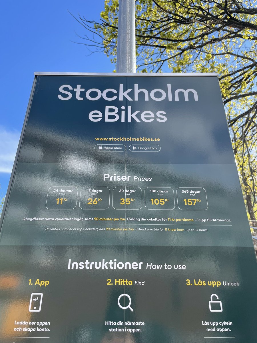 rakelgudmundsd's tweet photo. Í Stokkhólmi er núna hægt að leigja rafhjól í 90 mín á 140 krónur. Árskort kostar heilar 2000 íslenskar krónur. Það er svona sem við breytum ferðavenjum. https://t.co/VwWGYAivbo