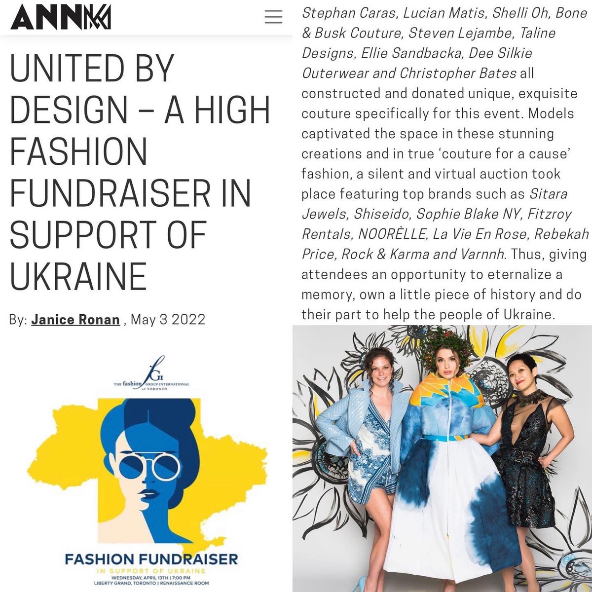 coverage of the @fgitoronto fundraiser for ukraine &amp; our ukrainian doll puffer coat dress collaboration with @deesilkieouterwear in @holrmagazine , @forwardfashiontoronto  &amp; @annkm_ownit ! ❤️

article photos by <a href="/nsbkim/">김문종</a> 

#luxurywomenswear #fashionforacause #standwithukraine #fgi