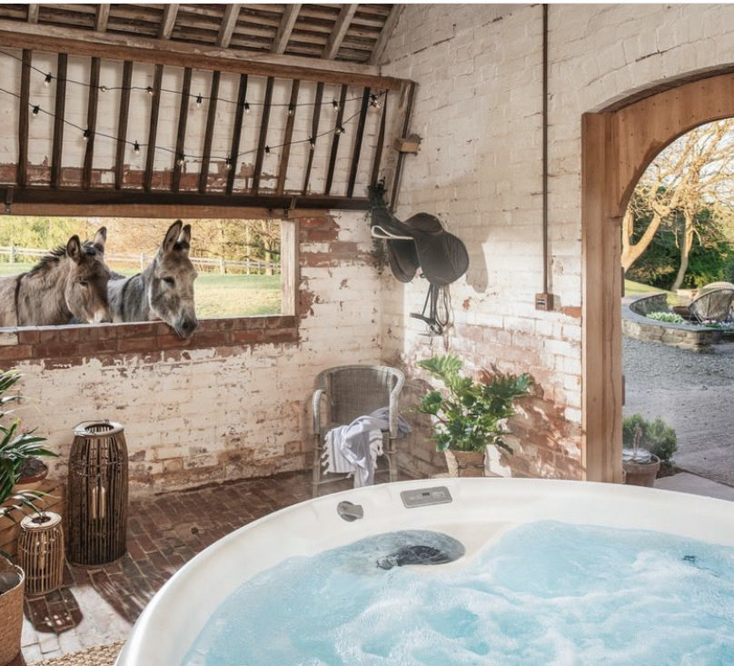Stay on our hop farm, and enjoy the hot tub with the donkeys!! 
⁦<a href="/uniquehomestays/">Unique Homestays</a>⁩ 
Property: The Hop Store
#VisitHerefordshire #hops
#farmstay
#uniquehomestay