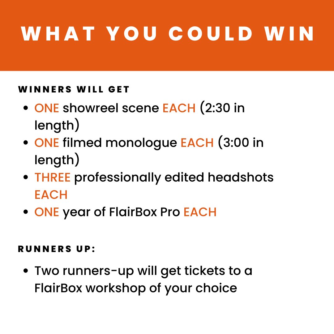 FlairBoxCo's tweet photo. 1/2 Win The Ultimate Actors Bundle worth over £900🎁 

We’re on @the98percentpod! So to celebrate, we’ve teamed up with @devilsavocadoco, so you and a friend can BOTH win: A new showreel scene, new headshots AND a year of FlairBox Pro. Two runners-up will get a FlairBox workshop. https://t.co/Be7MGBRKaJ