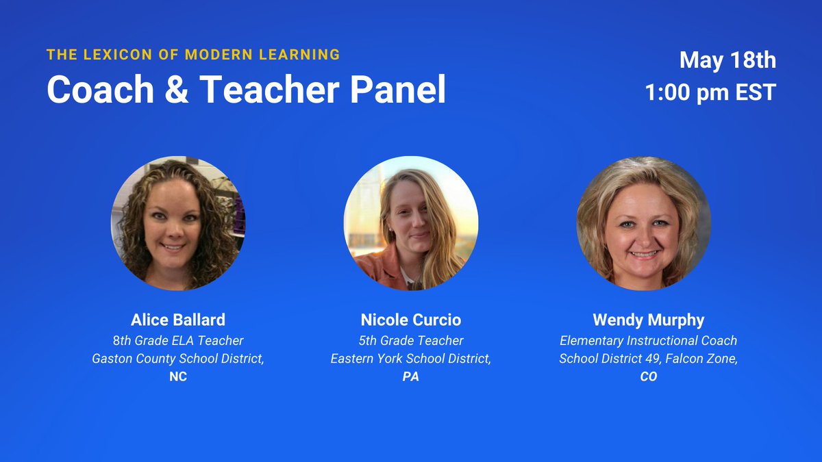 ModernTeacherCo's tweet photo. The culmination of our 4-part panel series on the Lexicon of Modern Learning, begins 5/18 at 1pm EST.

Register here: https://t.co/2nLLYYCm4j https://t.co/PvUDbIH9dn