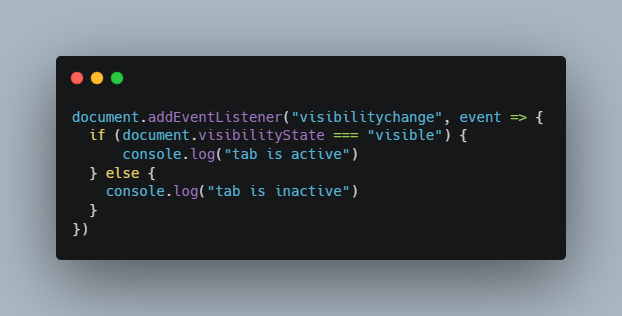 AltafKhokhar8's tweet image. JavaScript - Page Visibility API |  Detect Browser Tab visibility: 
#javascript #javascriptTutorial #webdeveloper #FrontEndDeveloper #100DaysOfCode #learnJavascript