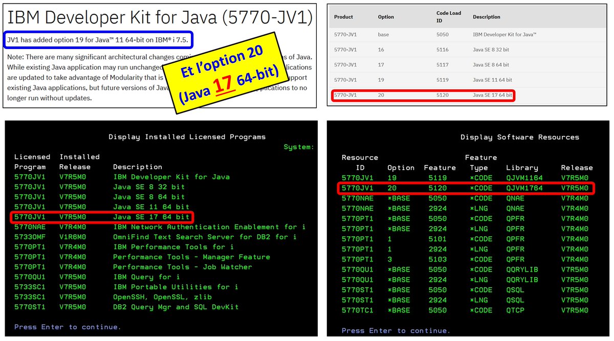 PowerSystems_i's tweet image. La version 7.5 apporte également l&apos;option Java 17 64-bit.
Cela n&apos;est pas indiqué dans le Memo to users, ni dans le LICPGM et encore moins dans la lettre d&apos;annonce, et pourtant on trouve cette option sur le support B_GROUPx_05. 😉