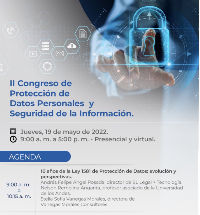 NelsonRemolina's tweet photo. 10 años de la regulación general de tratamiento de datos personales (Ley 1581 de 2012) y otros temas serán analizados en este evento de @CamaraMedellin 👇 https://t.co/FQgOHnHIfK