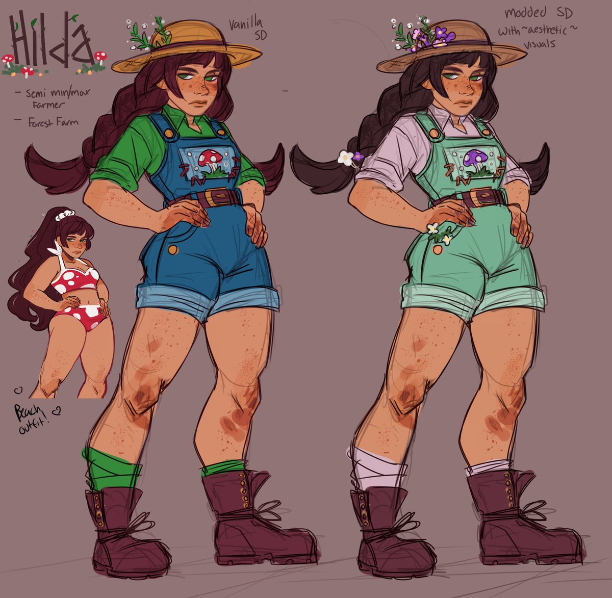 CanaryWitch's tweet photo. OH also some drawings did of my semi min/max farmer, Hilda! My best girl. https://t.co/y1Mjy8eZfk