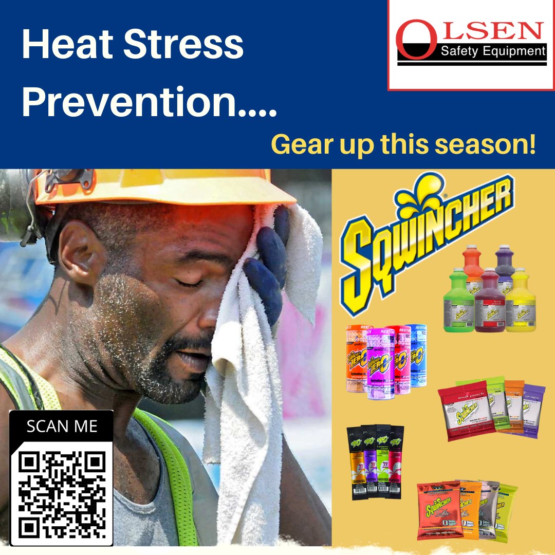 OlsenSafety's tweet photo. Trying to beat the heat?☀️Olsen Safety has #Sqwincher to keep you on your feet! 🦶

 We take #hydration seriously, as #heatstress can lead to a handful of problems such as; #heatexhaustion, #heatstroke, heat cramps, fainting, or #heatrash 🥵

https://t.co/gaALMU0gkf https://t.co/w1kyCLnZuy
