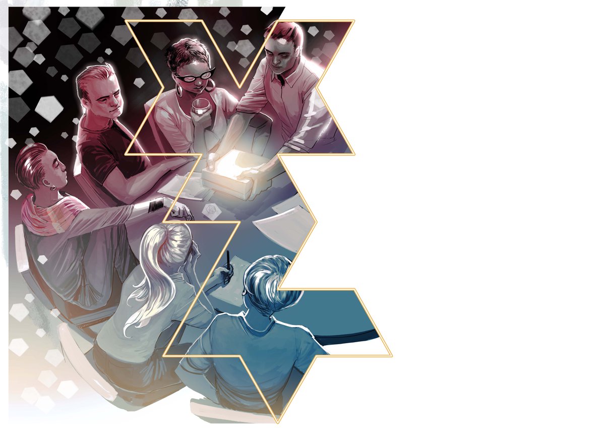 A group of friends at a table. 