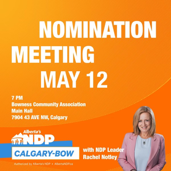 CalgaryBowNDP's tweet photo. Today is the day! Join us tonight at 7PM as we nominate @DruhFarrell as our @albertaNDP candidate in #CalgaryBow! 

#yyc #calgary #abpoli #ableg https://t.co/1L87xCZEmF