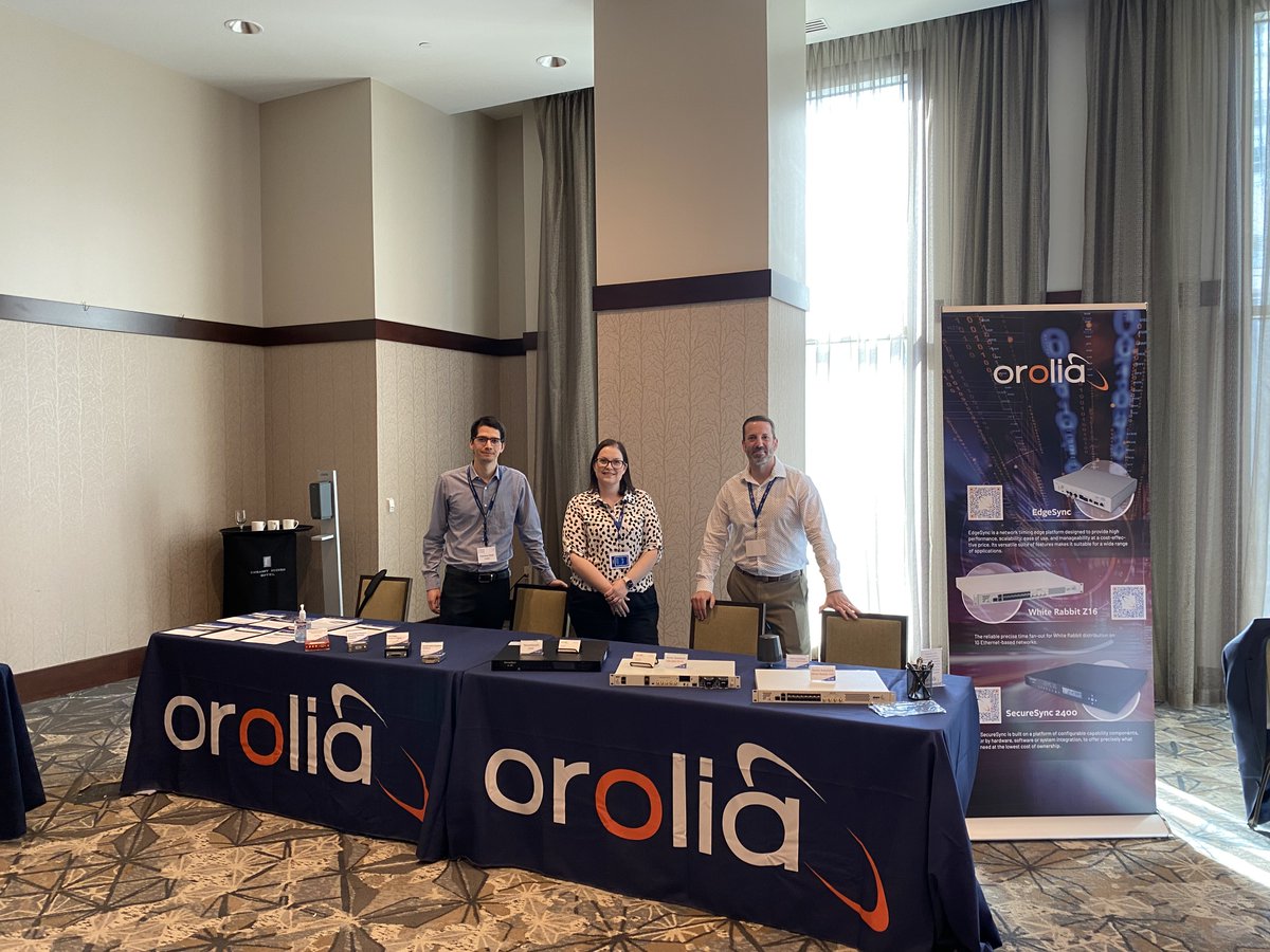 SafranNT's tweet photo. Our team is exhibiting & speaking at this year's Workshop on Synchronization and Timing Systems (WSTS 2022) in Denver, CO. ⏲️🐇
Pictured below are Francisco Girela, Sadie Nedo, and David Sohn.
#WSTS2022 #PNT #ResilientTiming #OroliaTiming #ResilientPNT #WhiteRabbit https://t.co/rG52INiYdb