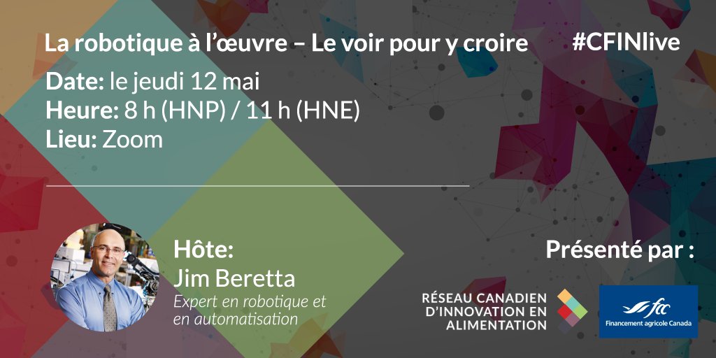 CFIN_RCIA's tweet photo. Joignez-vous à nous pour l’événement La robotique à l’œuvre – Le voir pour y croire, à 11 h, heure normale de l’Est.
Nous remercions vivement @FCCagriculture de nous avoir aidés à faire de cet événement une réalité.
Nous sommes impatients de vous voir!
#CFINlive https://t.co/nabRC4et3B