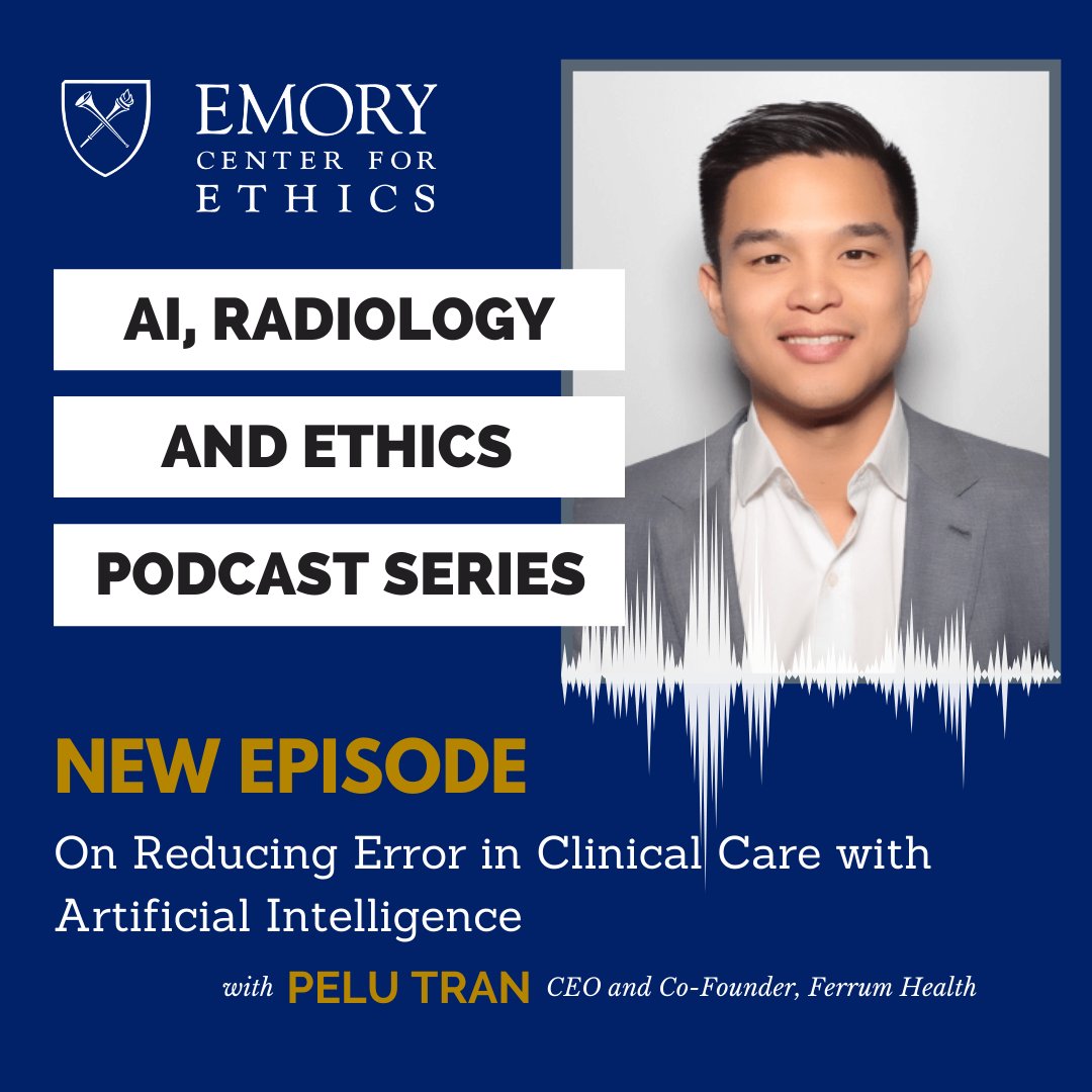 New Podcast Episode with Pelu Tran, CEO and Co-Founder of Ferrum Health. Listen now: anchor.fm/airadiologyeth…
#emoryethics #healthcareethics #bioethics #AIRadiology #AIHealth #AIHumanity