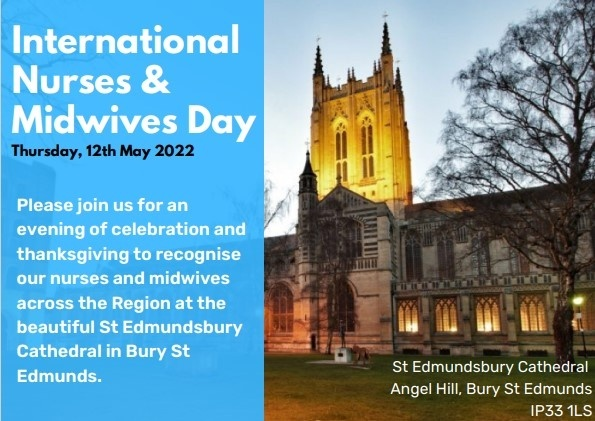 NHSEastEngland's tweet photo. We're hosting a thanksgiving event tonight 6.30pm at St Emundsbury Cathedral to celebrate International Nurses and Midwives day. #IDM2022 #IND202. To access the livestreamed service, please visit the cathedral's Facebook page https://t.co/2YrBA7Ra4J https://t.co/6BKb60g1Q3