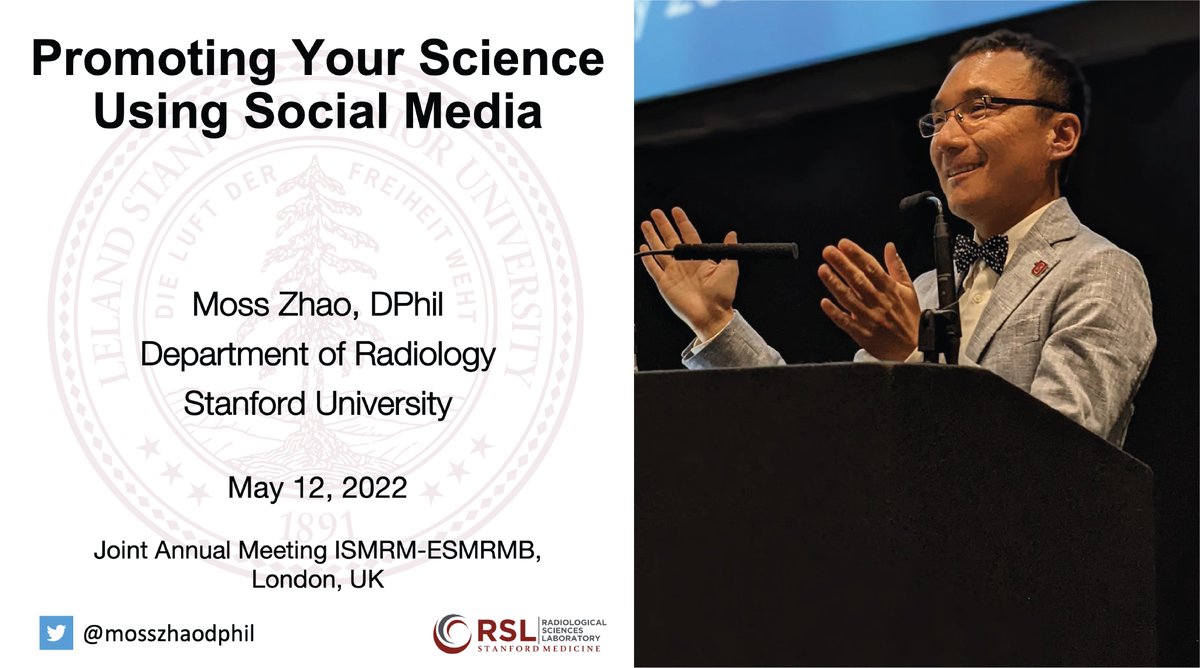 mosszhaodphil's tweet photo. Absolutely delighted to speak about social media and science communication at @ismrm @ESMRMB
Special thanks to Ms Helen Lie of @humecenter for helping me prepare this talk
#ISMRM2022 @AHAScience @StanfordRad @StCrossCollege @American_Heart #MedTwitter #MedEd #MoreThanScience https://t.co/6tpPvLZoMb