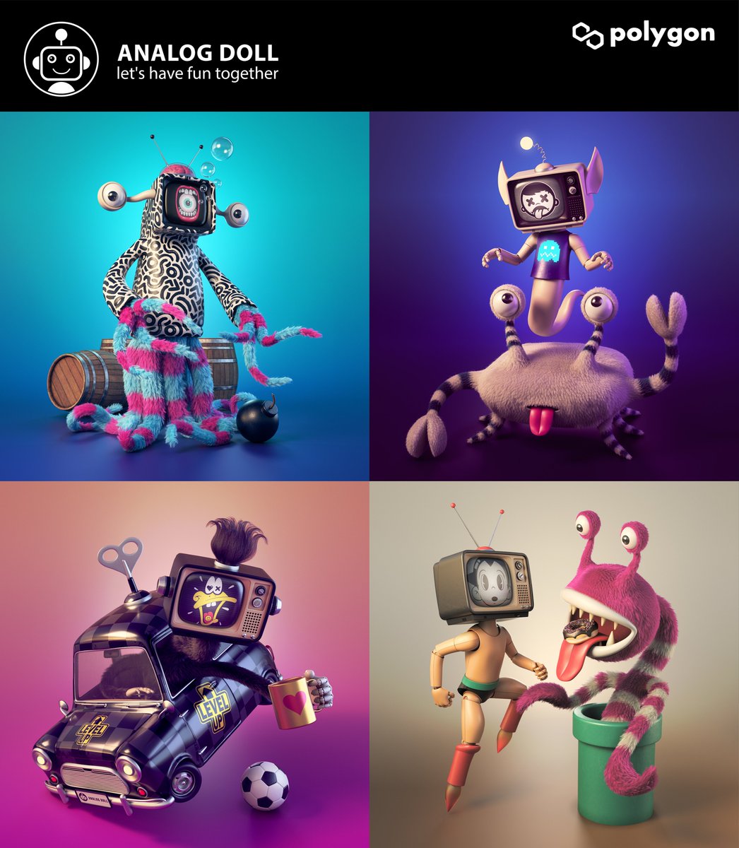 "Analog Doll" memories of childhood TV
on <a href="/0xPolygon/">Polygon | POL</a> <a href="/opensea/">OpenSea</a>📺👾👾👾
Let's have fun together.

opensea.io/collection/ana…

#NFT #NFTCommunity #NFTdrop #nftart #OpenSeaNTF #NFTartists #Polygon #NFTJPN