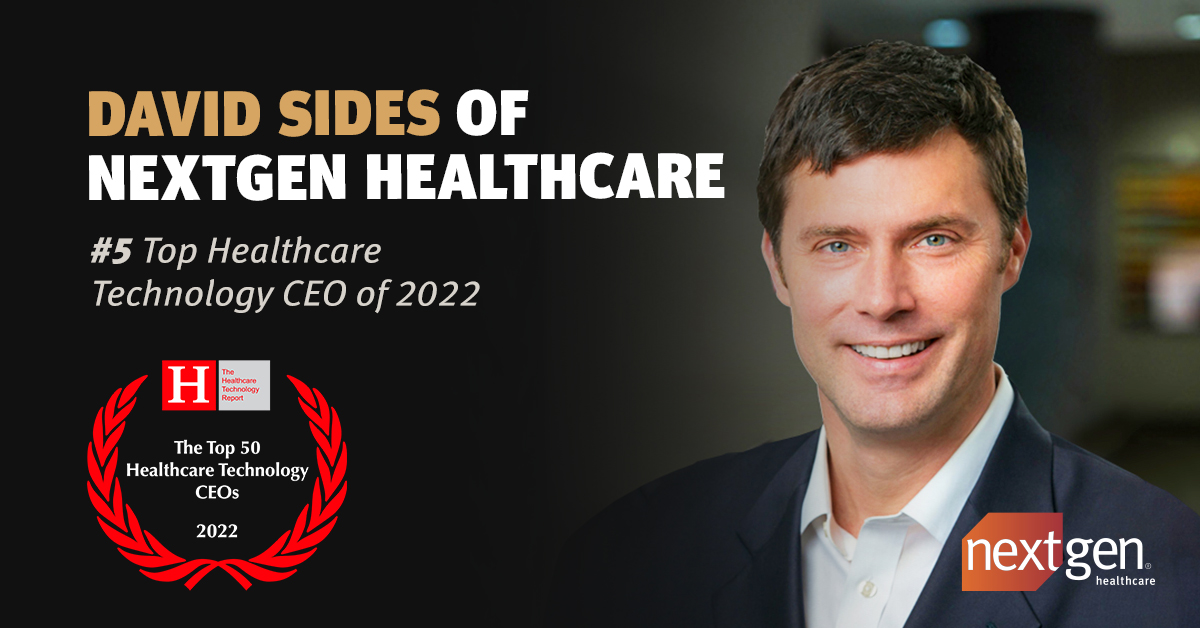 NextGen's tweet photo. .@davidwsides, president and CEO of #NextGenHealthcare, was named a Top 50 Healthcare Technology CEO! Congratulations to David for his #5 ranking on the list, which comprises a wide array of some of the most accomplished executives in the industry: https://t.co/rCTw94T5XE https://t.co/RsVmnDl9f5