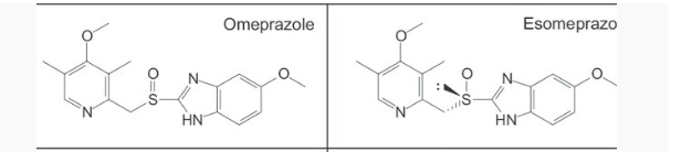 Rational_Kenyan's tweet photo. Esomeprazole vs Omeprazole 

Nothing much to say really since both drugs exert their actions very similar. 

However, the trick comes in their pharmacokinetics(ADME). 

To fully understand their differences thou tiny but very significant; 
Here is there structure 👇 https://t.co/p04NLcr36U