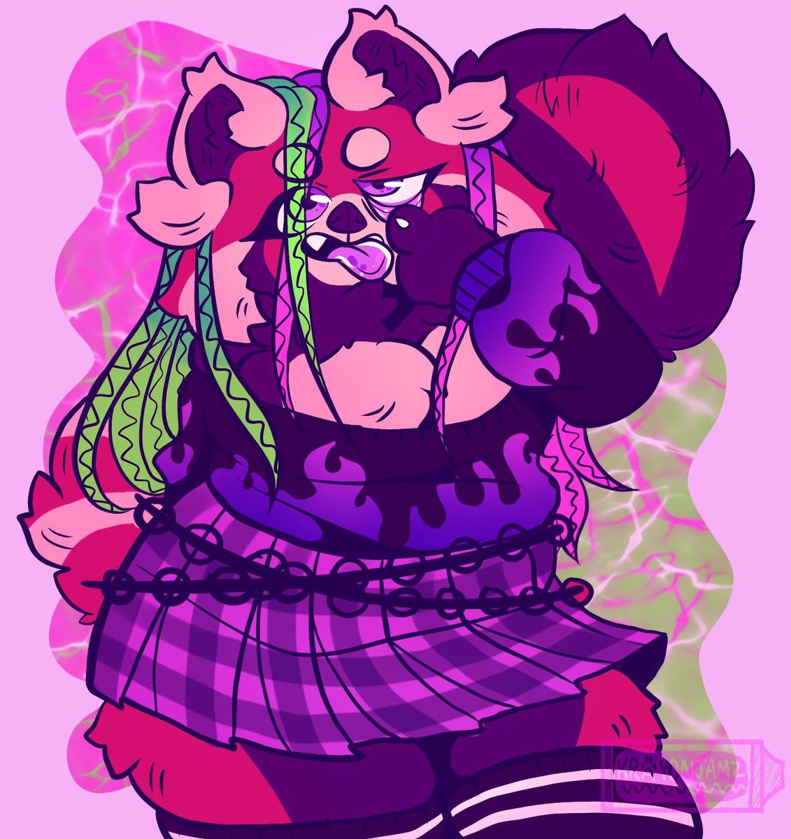 krayonjamz's tweet photo. My current favorite aesthetic is grunge/egirl, so I drew Crimzon in my dream outfit #furry #egirl https://t.co/gkCTbQSFFO